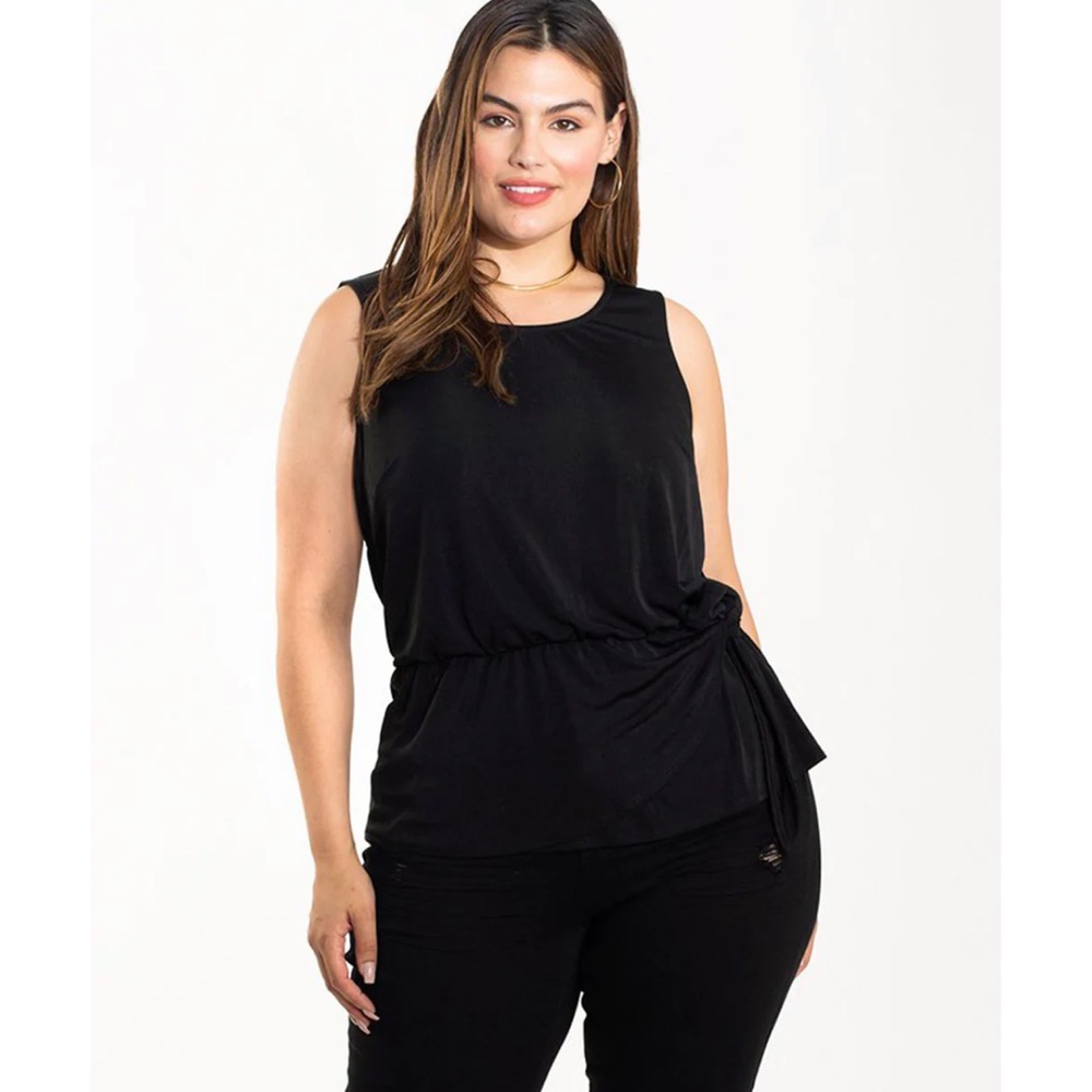 Leota 1X Black Stretch Peplum Top - New Without Tag